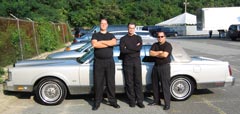 L to R, Alex Norris, Roger, and Dante Luciani
next to Roger's Town Car, Westbury Music Fair, 
Long Island 7-30-06.